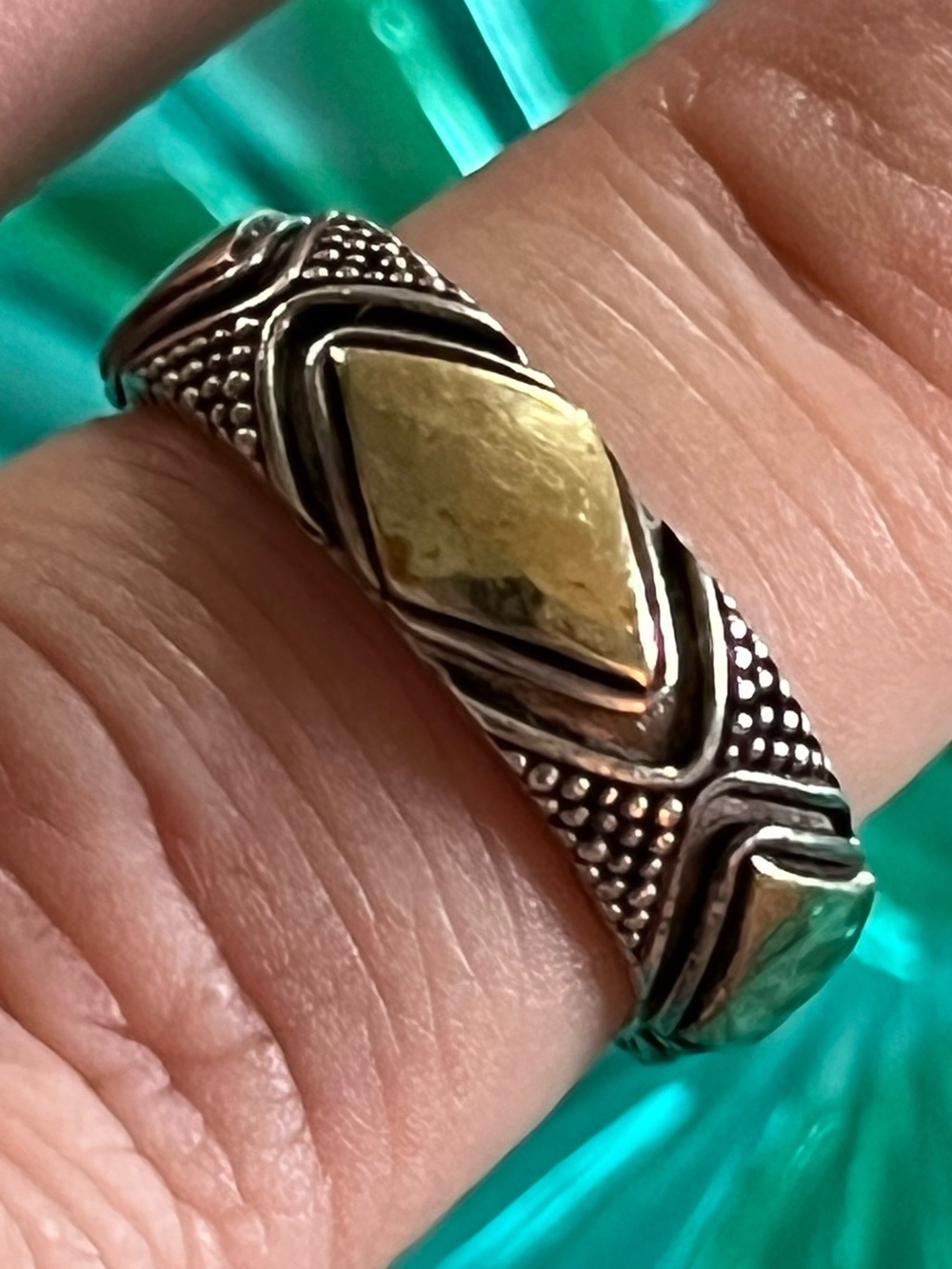 Vintage Suarti Sterling Silver 925 18k Gold Accent Size 5.75 Ring